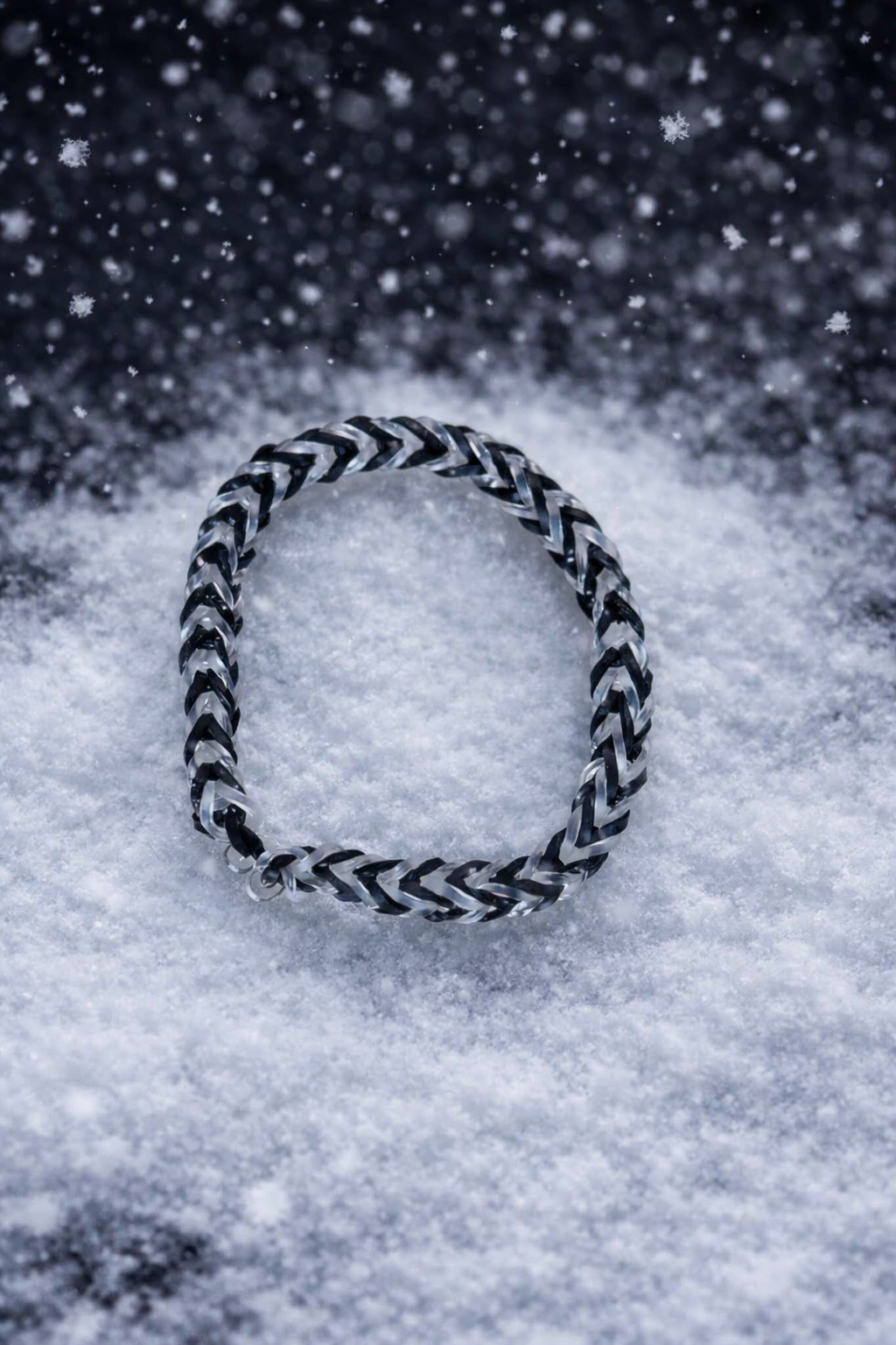 Black and white chevron bracelet - winter wonderland collection